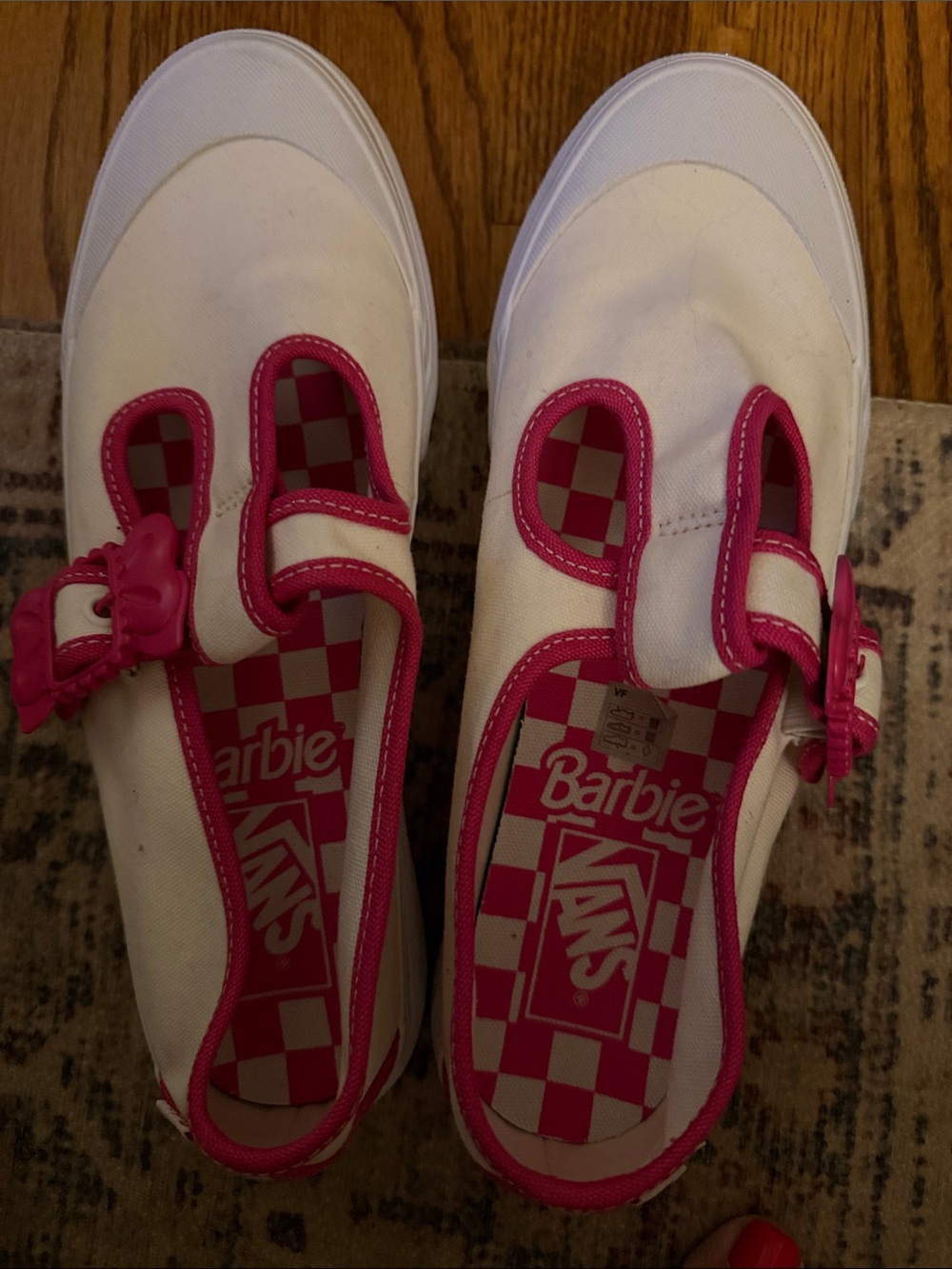 Vans Barbie Kids White and Pink Slip-On Mary Jane Sneakers